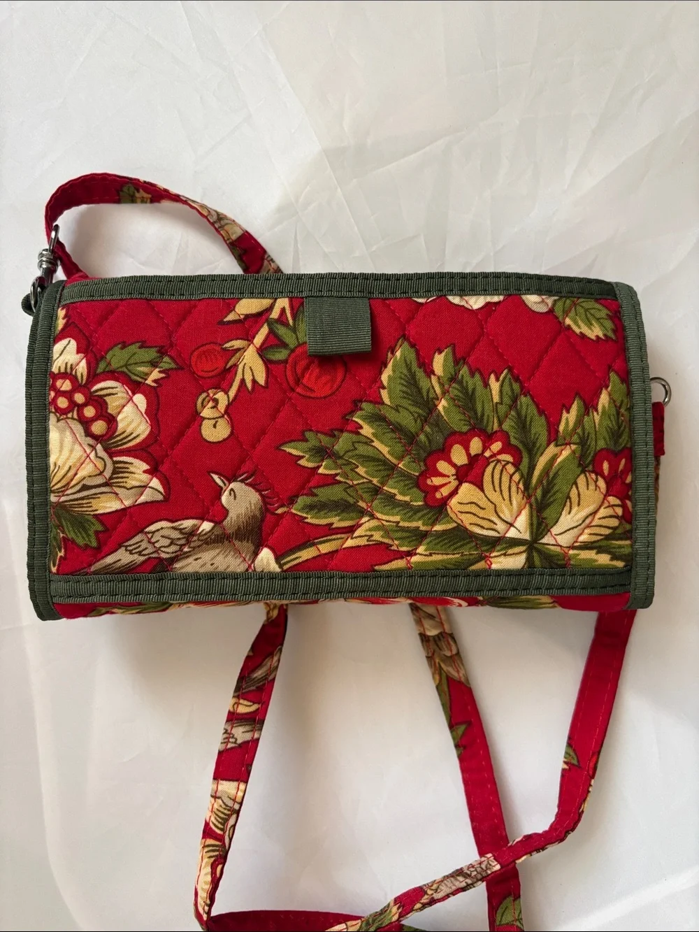 April Cornell Red Floral Quilted Crossbody Bag
